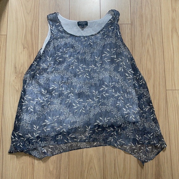 Red Coral Blue Gray Patterned Tank Blouse TBD Q - Picture 1 of 2